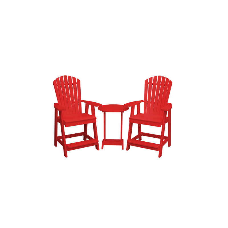 Baldomera Bar Set with Stools, Bright Red