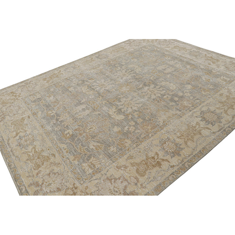 Oushak Hand Knotted Floral Area Rug, Rectangle 6' x 9'