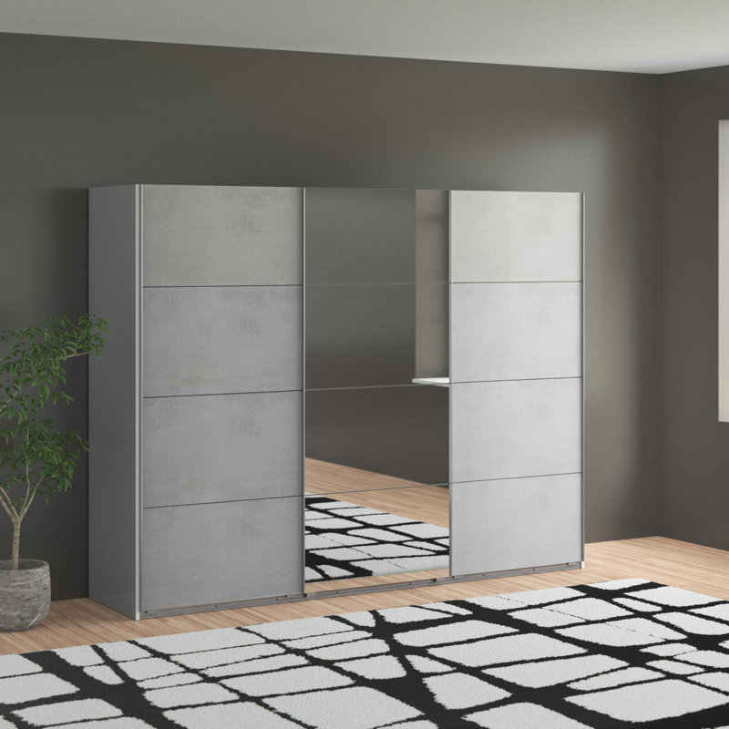 Barlowe 3 Door Manufactured Wood Wardrobe, Grey