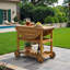 Chariot-bar d'extérieur en bois d'acacia avec plateau pliable et plateaux amovibles pour patio