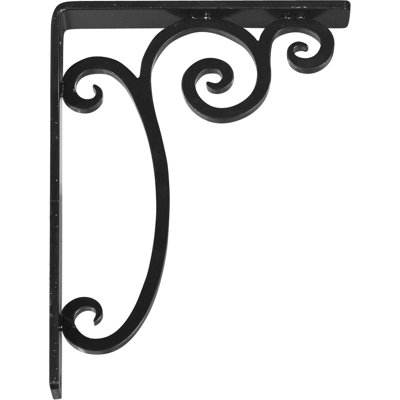 1 1/2"W x 7 1/2"D x 10"H Avery Wrought Iron Bracket, (Single center brace), Powder Coated Black
