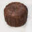 Solid Handmade Leather Round Pouf (Recycled Foam with Fibre Fill)-1063948528-1063948529