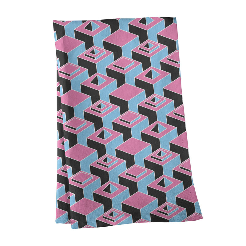 Patricia Geoffrey Tea Towel Kitchen Towel, Pink/Light Blue, Poly Twill