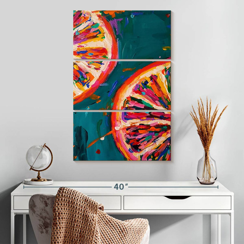 Yarlin Pink Grapefruit Slices, 32" H x 20" W