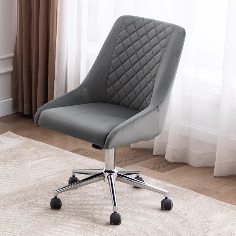 Velvet Task Chair, Chrome, Grey