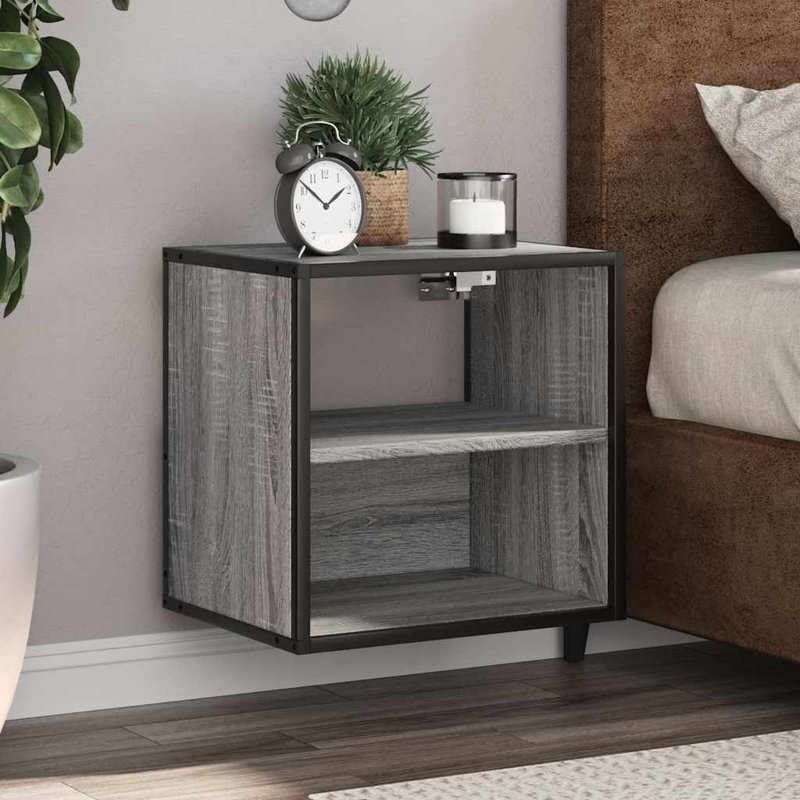 40cm W Metal Bedside Table, Grey Sonoma, 2