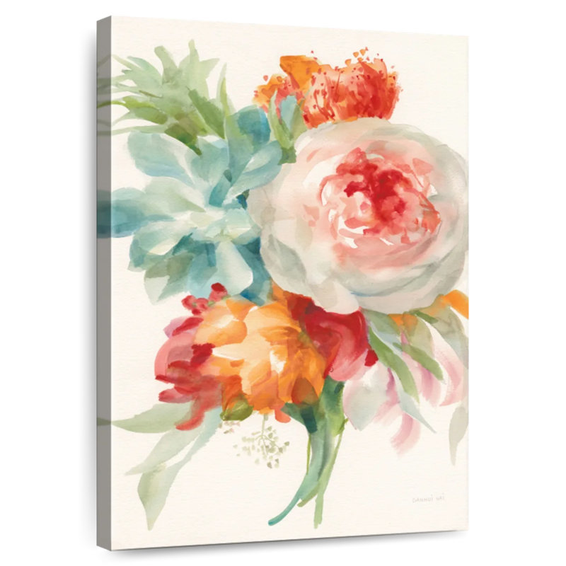 Harnek Garden Bouquet I Orange Red, 36" H x 24" W