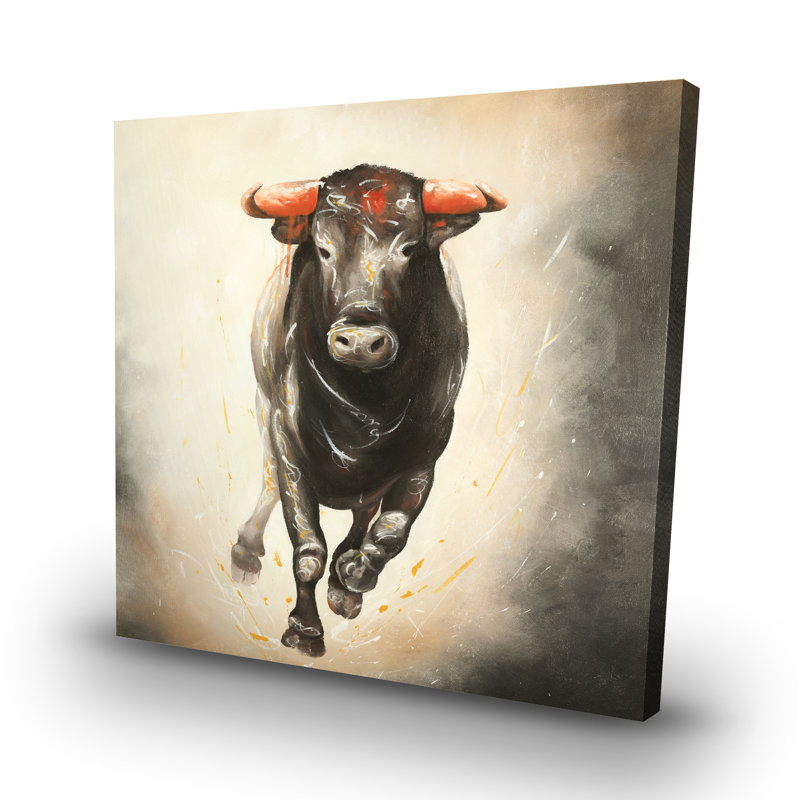 Bull running - 32"x32" art on canvas