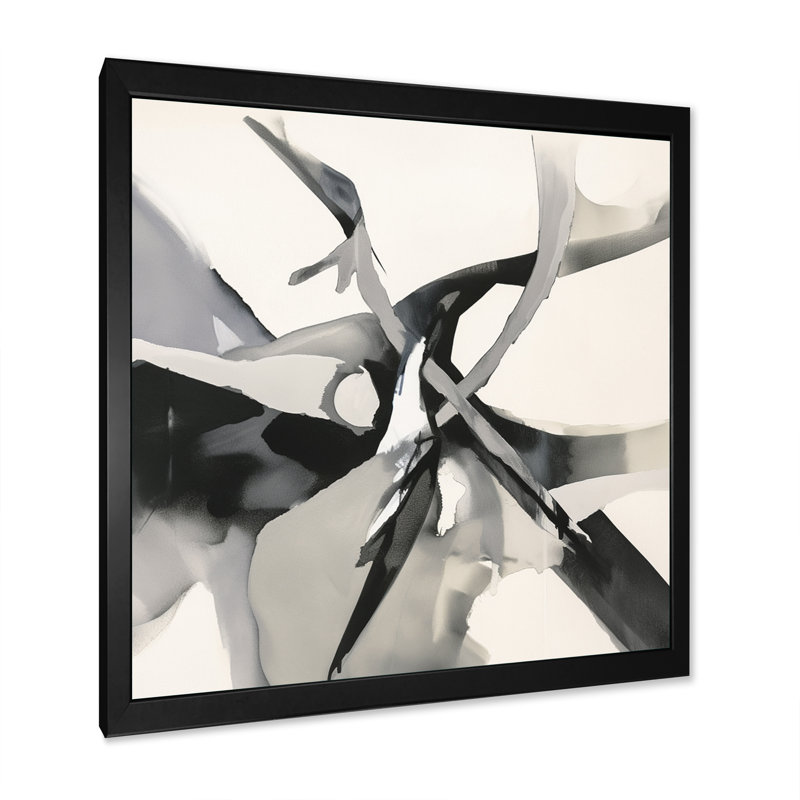 «Abstract Neutral VII» sur toile, Cadre photo noir, H 32 po x l 16 po x P 1 po