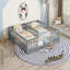 Structure de lit double simple avec clôture, garde-corps, sans porte, gris-433559289