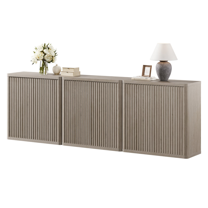 Buffet 2 portes avec tablettes réglables l 34,6 po Cesiro, Aulne blanc, 1 pièce