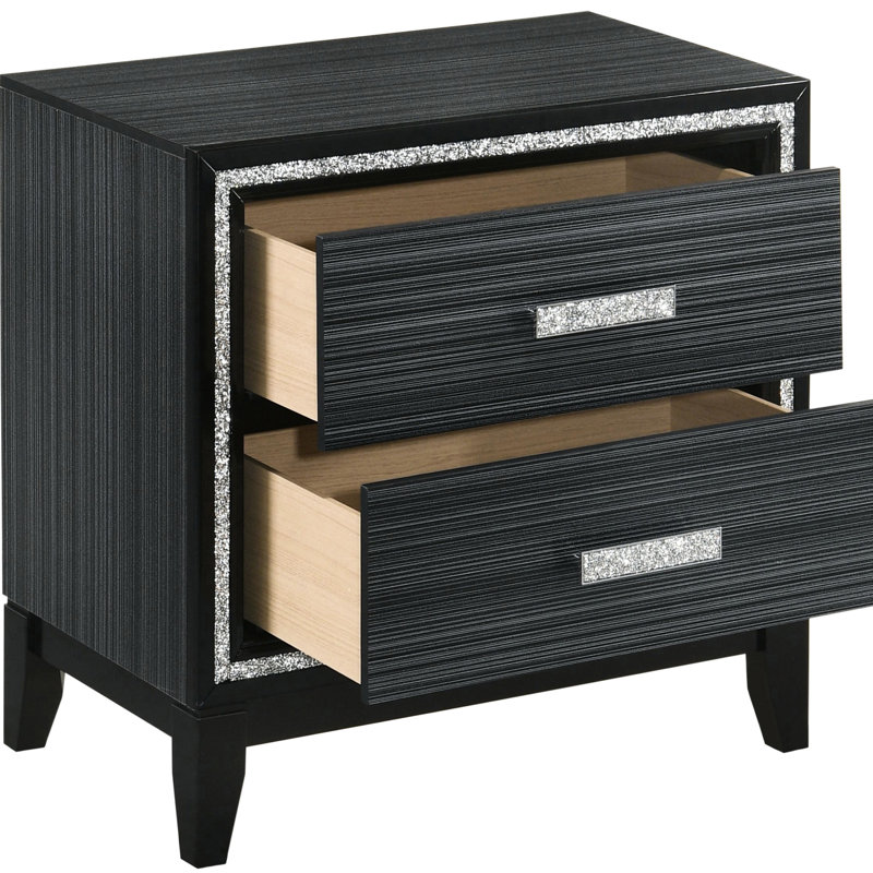 Chambre 2 - Table de chevet noire patinée - Rangement contemporain élégant