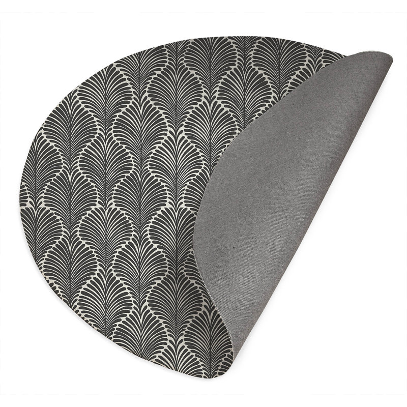 Elegant Palms Non-Slip Outdoor Rug, Round 5'