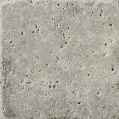 Travertine 4" x 4" Tile in Ancient Tumbled Silver