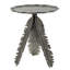 Aluminium Side Table With Silver Antique Charm Leaf Pattern Charisma