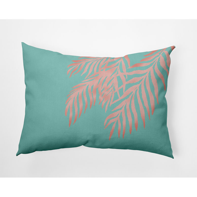 Outdoor Reversible Throw Pillow, Mint Blue/Pink Floral