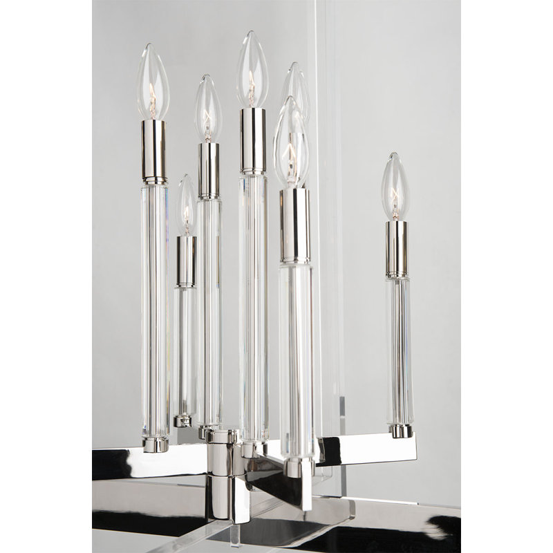 Luminaire suspendu rectangulaire unique à 4 lumières Wellington, Nickel poli
