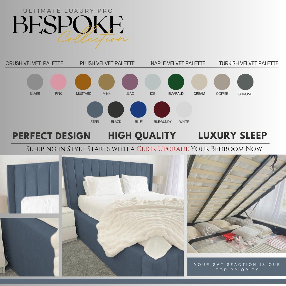 Ivy Panel Ottoman Storage Bed - Contemporary Velvet Upholstered Gas Lift Bed Frame with Headboard