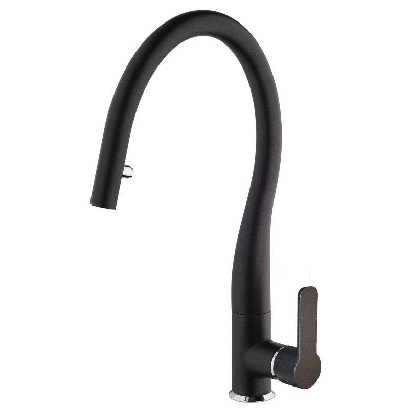 Swan Pull Down Single Handle Kitchen Faucet, Black