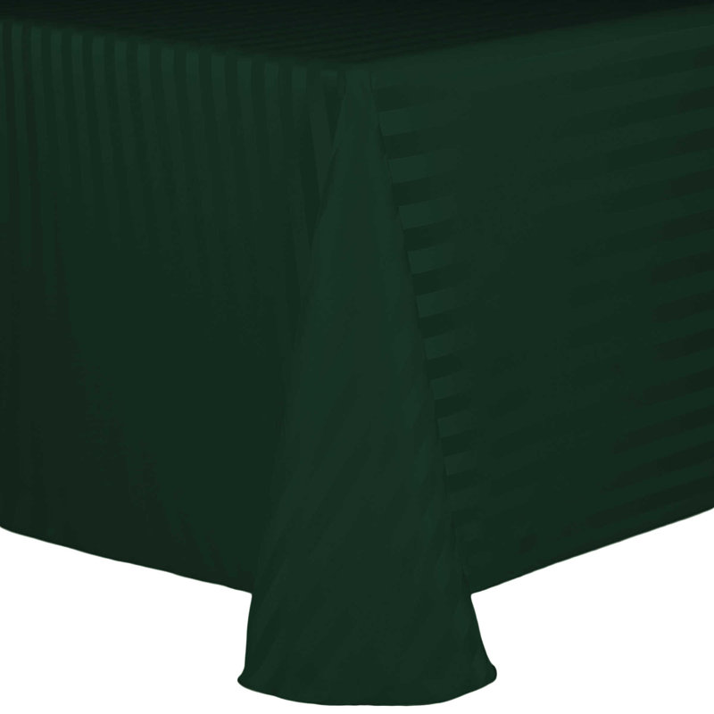 Ultimate Textile Satin Stripe Rectangular Tablecloth, 10, Hunter, 156" x 108"
