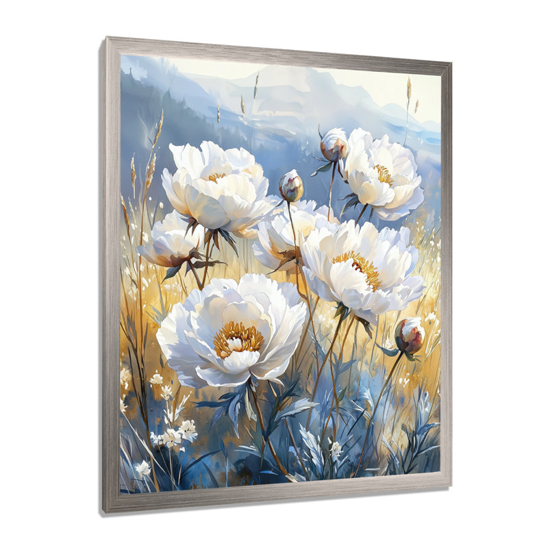Bartram - Floral Wall Art, Argent argent, H 20 po x l 12 po, Reproduction encadrée d'une seule photo