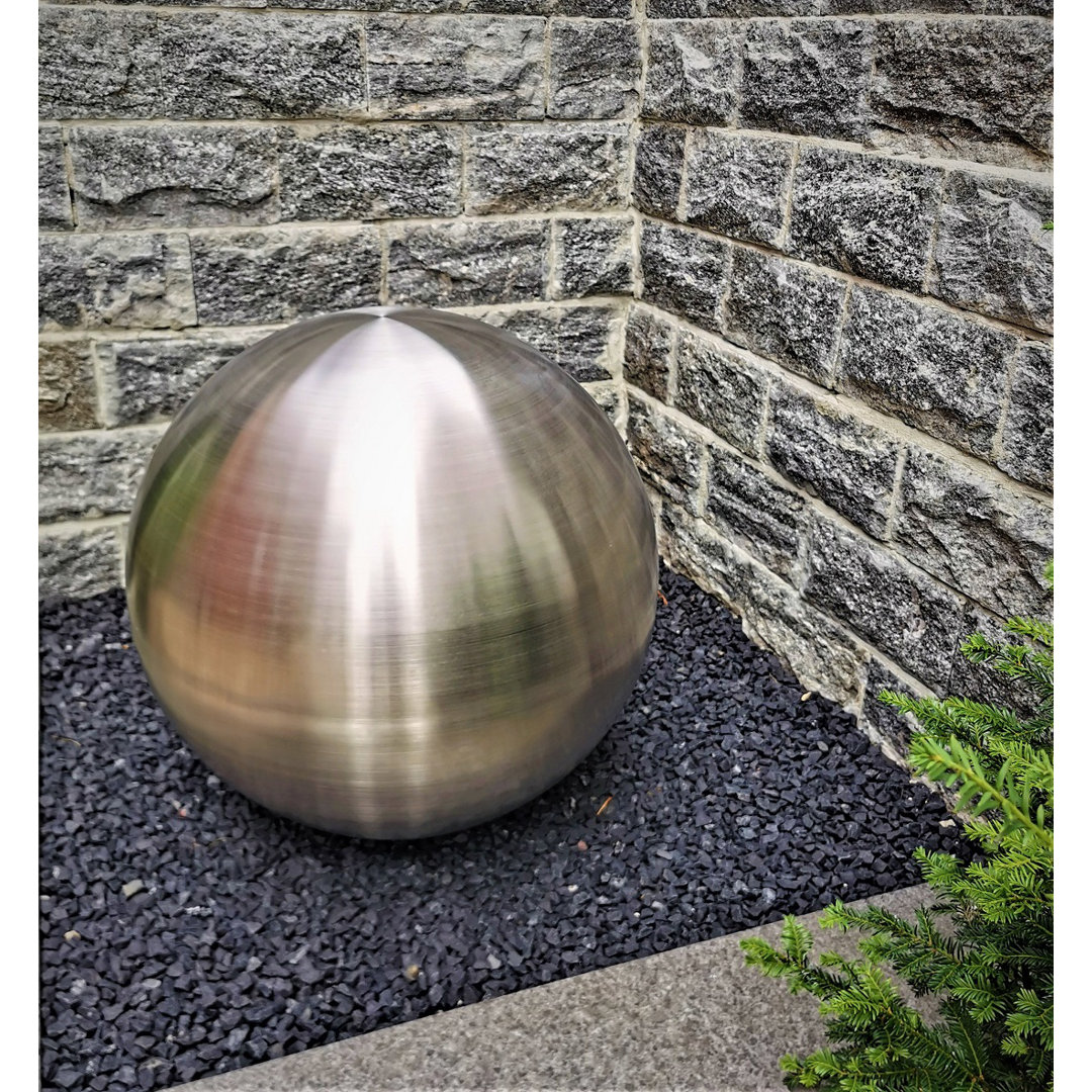 Decorative ball made of matt brushed stainless steel