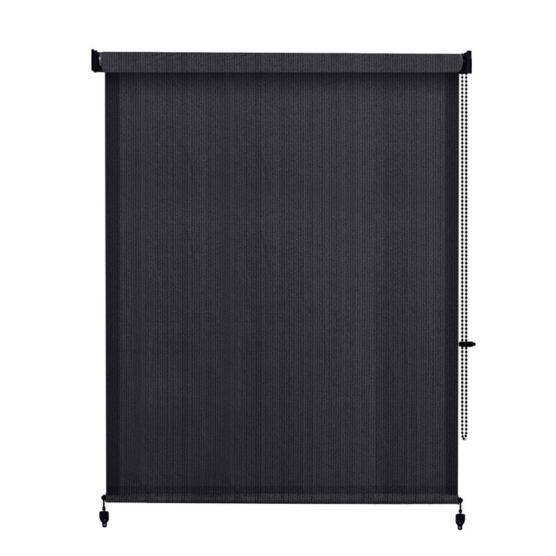Store à enroulement semi-transparent d'extérieur avec store enroulable à cordon, Noir graphite, Rectangle 72 po x 72 po