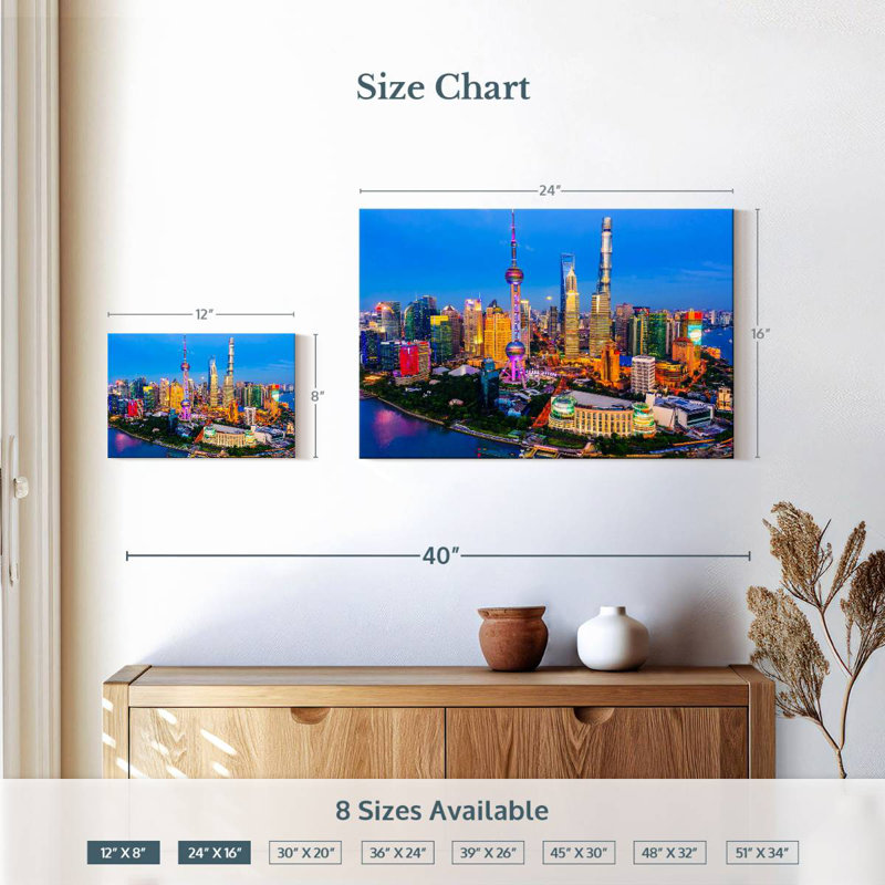 Sireci Shanghai Twilight Skyline, 16" H x 24" W