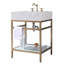 Meuble-lavabo de 24 po en marbre de Carrare naturel avec lavabo, structure en acier inoxydable doré et tablette en verre-1572645742-1556390636