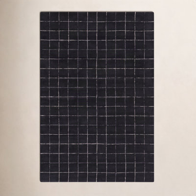 Mallory Hand-Woven Marine Blue Checkered Rug