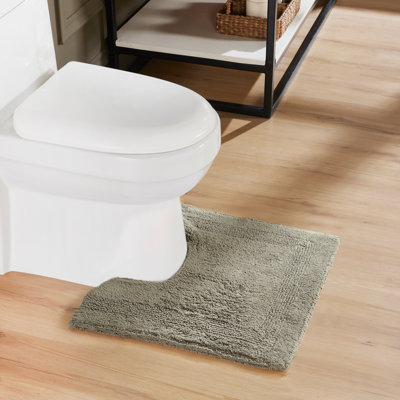 Lux Premium 100% Cotton Tufted Reversible Contour Bath Rug – Super Absorbent, Machine Washable U-Shaped Contour Toilet Rug, 20” x 20”