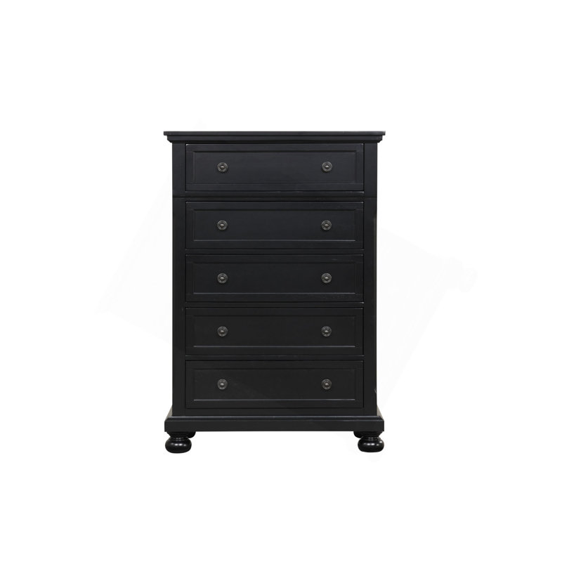 Commode verticale avec boutons décoratifs et pieds en oignon, Noir