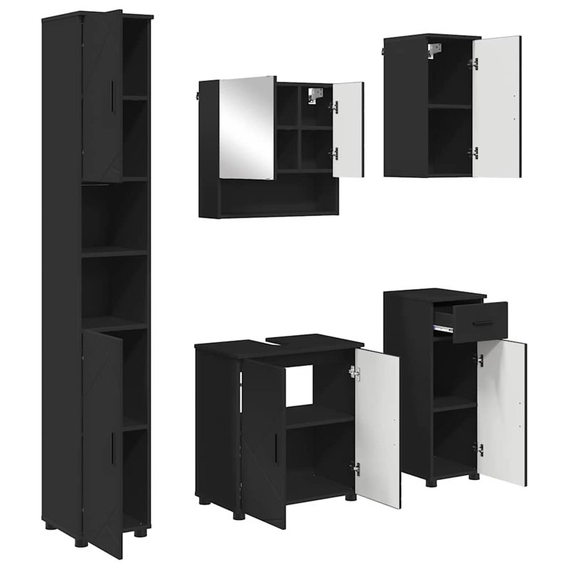 Bathroom Storage Furniture Set, Black