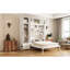 Grand lit mural peu encombrant, avec trois armoires suspendues, une armoire latérale et un lit confortable pour dormir en blanc, tiroirs de rangement, support de matelas