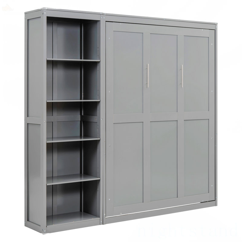 Lit escamotable double avec tablettes