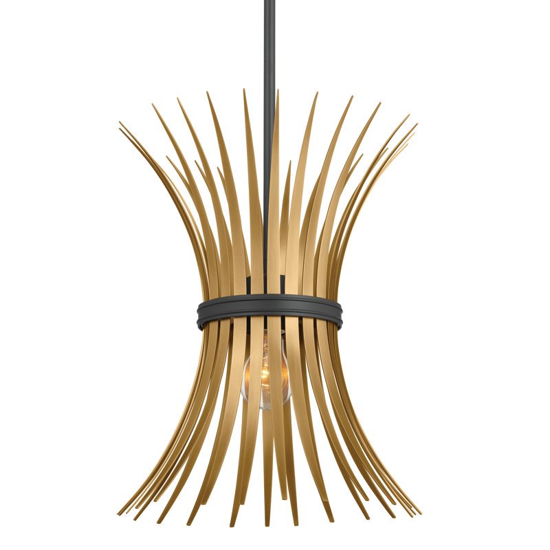 Baile Mini Pendant in Black with Natural Brass Accents and Glass Shade