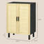 Buffet buffet, armoire de cuisine, armoire à café avec 2 portes en rotin et tablettes réglables-1279754546