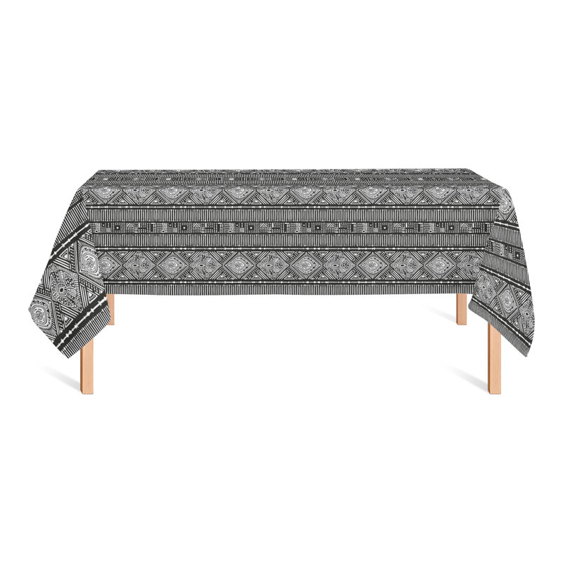 Nappe rectangulaire en polyester géométrique, Noir