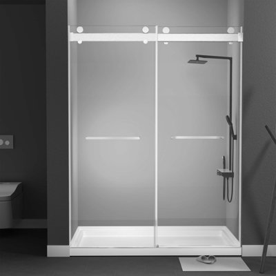 56" - 60" W x 79'' H Double Sliding Bathroom Door Frameless Shower Door with Tempered Glass