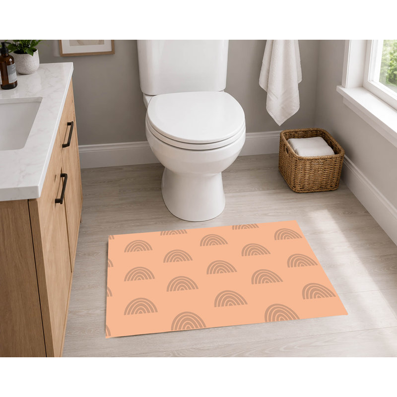 Tapis de toilette rectangulaire antidérapant absorbant Bows Match, Peach, Orange, Ivory