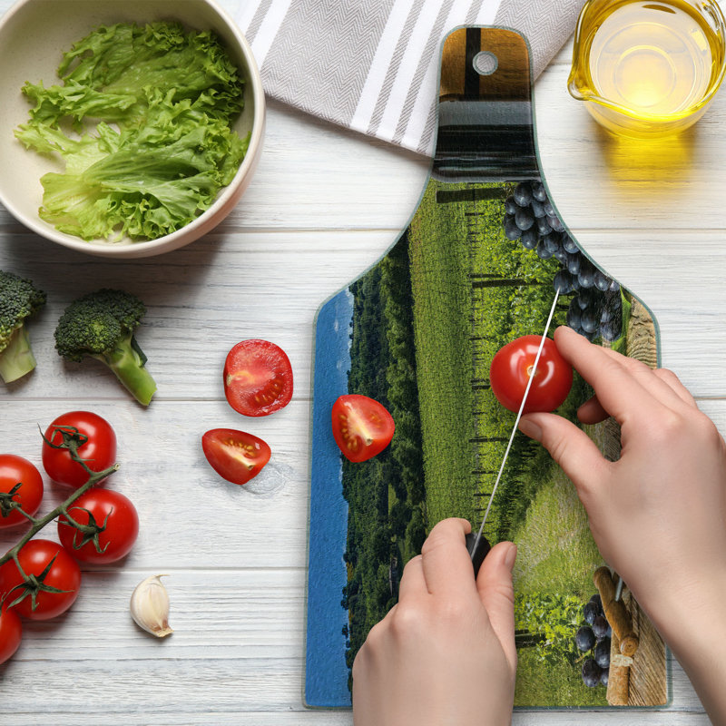 Tuscany Vineyard Tempered Glass Rectangular Cutting Board