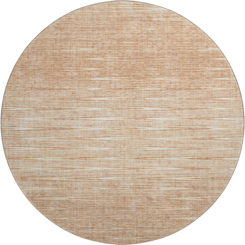 Premium Machine Washable Prisco Salmon Rug, Round 8'