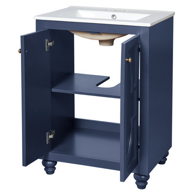 Meuble-lavabo moderne avec motif elliptique orné et charnières à fermeture en douceur