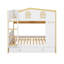 Lit superposé avec garde-corps en forme de maison et lit gigogne, lit superposé en bois avec tablettes de rangement-1768419719