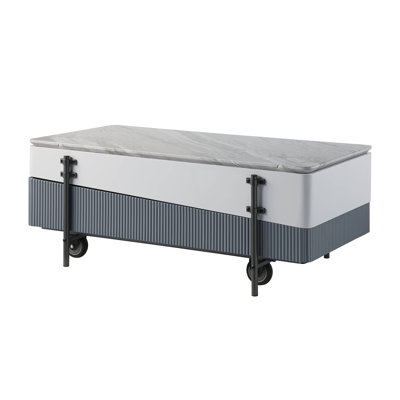Table basse grise et blanche avec plateau relevable