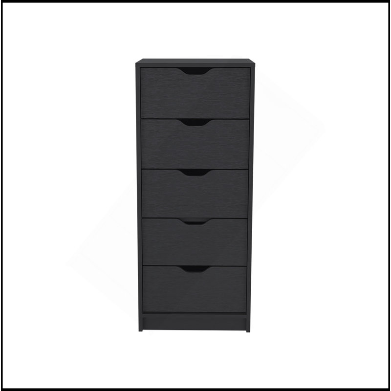 Commode Kamran, cinq tiroirs Narrows, Noir