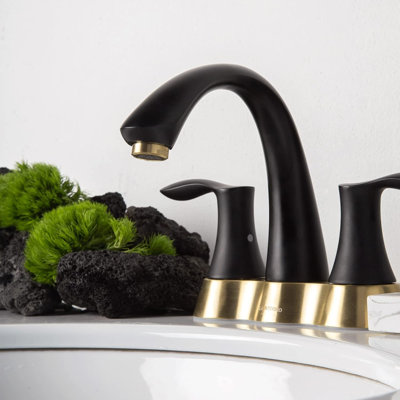 4-Inch Centerset Bathroom Faucet, 2-Handle Bathroom Sink Vanity Faucet for 2 or 3-Hole Installation with Pop-Up Drain Assembly & Supply Lines