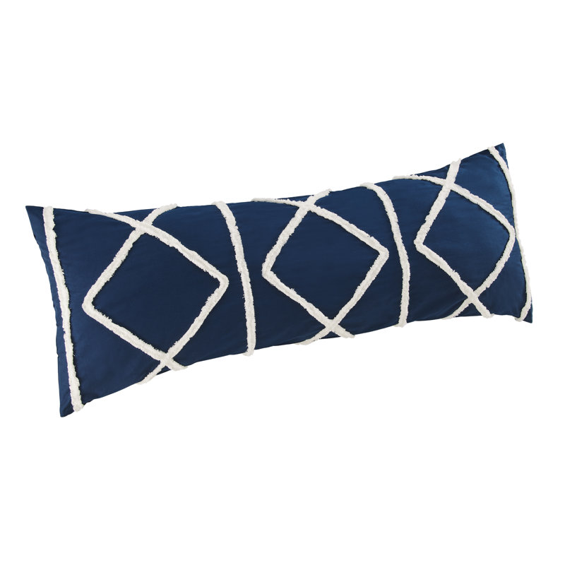 Boho Fringe Body Pillow Case by Sweet Jojo Designs, Navy Blue/Ivory