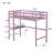 Twin High Loft Bed, Rubber Wood  Loft Bed With Safety Guardrail, Built-In Desk, Ladder,Pink-880247319