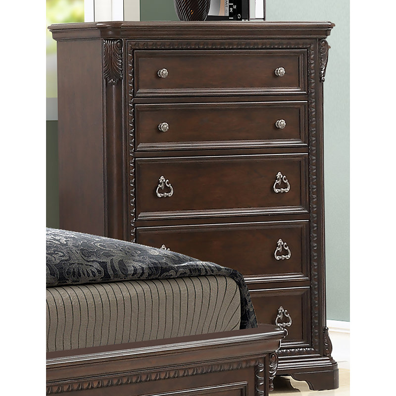 Commode 5 tiroirs en acajou traditionnel